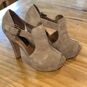 Steven by Steve Madden Grey Taupe Platform Cutout Heels